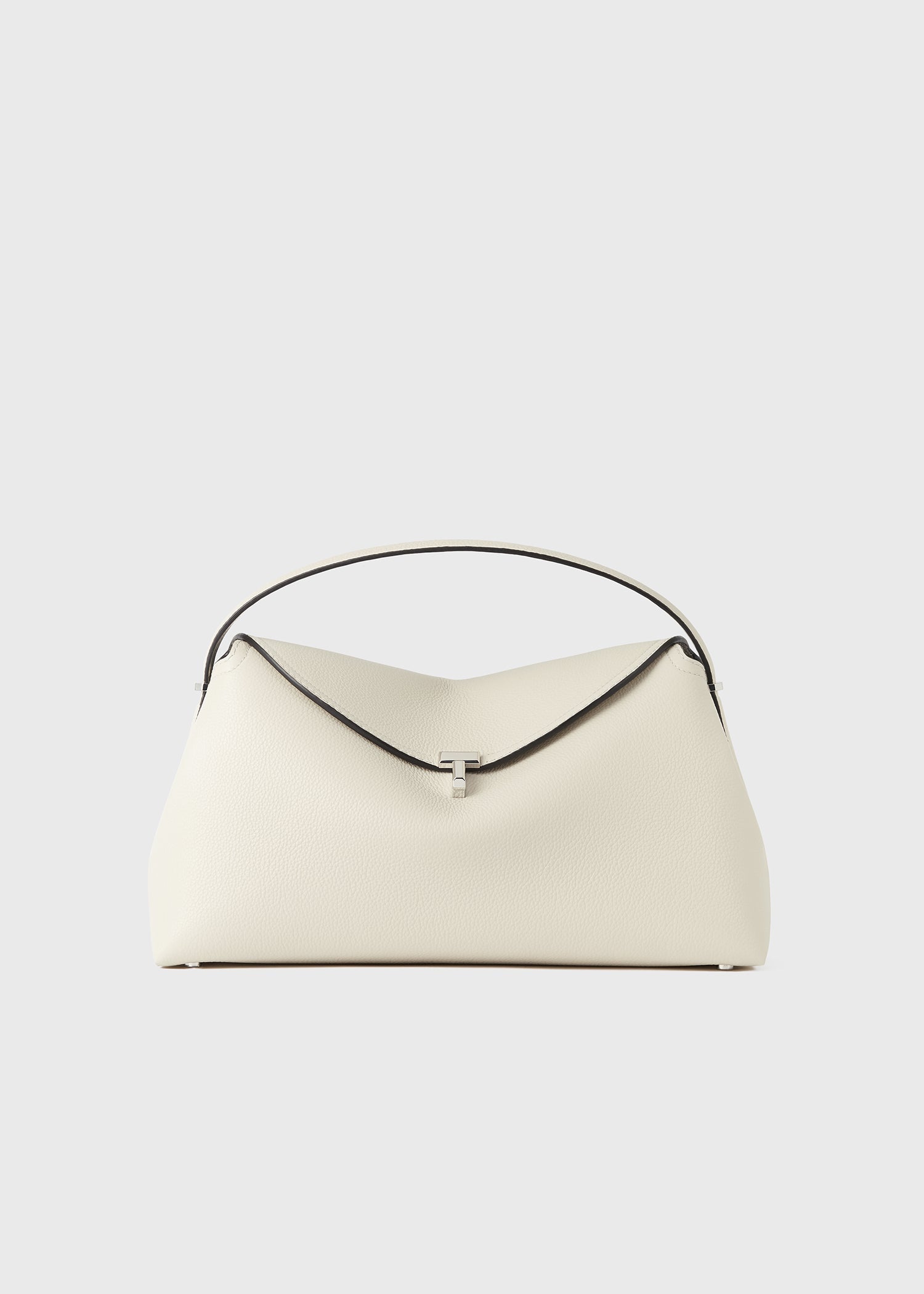 T-lock grained-leather top handle milk